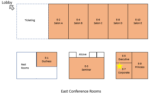 Map of East Wing with Corporate room marked