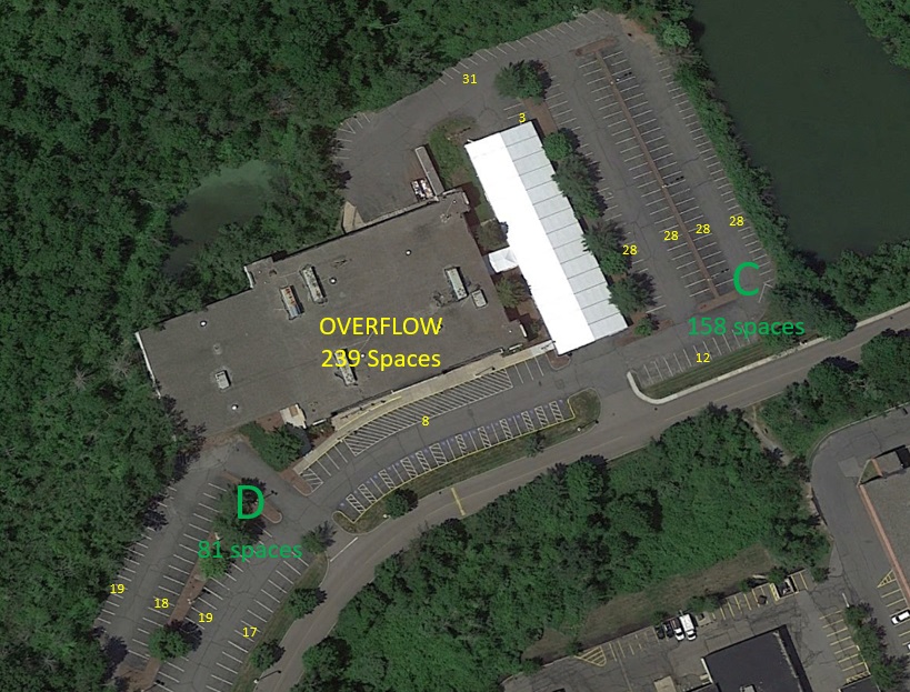 Aerial view of overflow parking