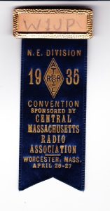 1935 N.E. Division Convention ribbon sponsored by Central MA RA, Worcester MA