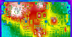Thermal image of a PCB